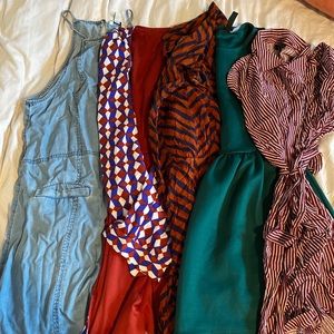 Lot of 5 mixed print dresses S american eagle f21
